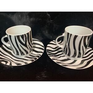 Vintage Espresso Cups and Saucers, Tirschenreuth Zebra, 2 sets